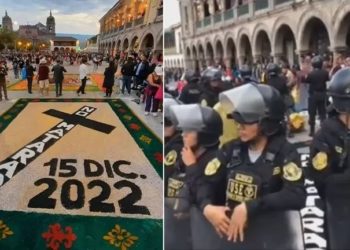 Semana Santa: Caos en medio de la elaboración de la alfombra en la Plaza de Armas de Ayacucho