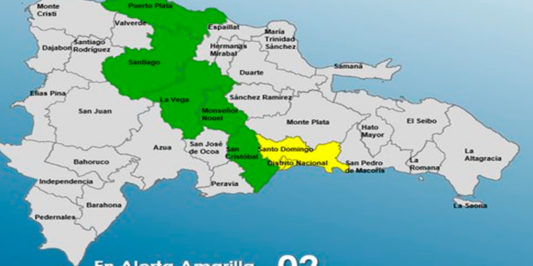 Santo Domingo y el Distrito Nacional en alerta amarilla por un sistema frontal