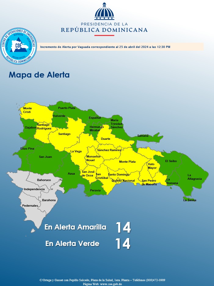 IMG 20240425 WA0108 COE eleva a 28 las provincias en alerta por vaguada