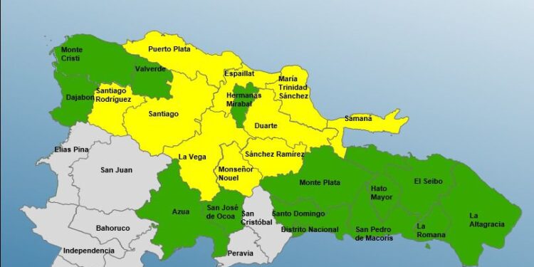 COE coloca diez provincias en alerta amarilla y 14 en verde por vaguada